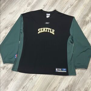 Vintage Seattle SuperSonics Reebok Embroidered LS Warm-Up Jersey Shooting Shirt